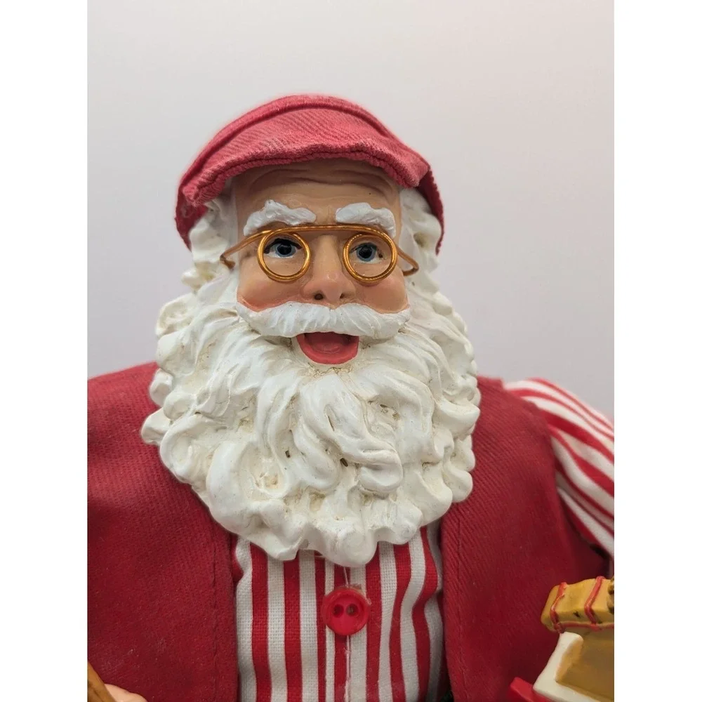 Fabric Mache Santa Toymaker Rocking Horse Paint Apron Visor 10.5